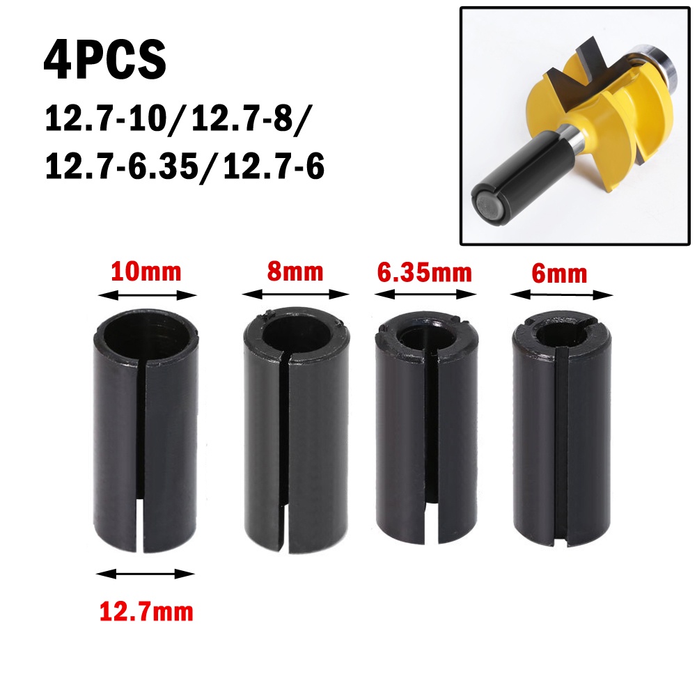 【DREAMLIFE】4x Router Bit High Precision Adapter Collet Milling Cutter Tool Adapters Holder
