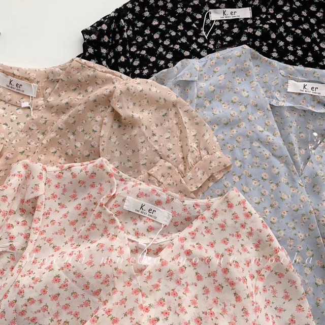 Váy hoa nhí chéo cổ ngắn tay vinatge tông màu kẹo ngọt🌻 VKE7025 Hàng Quảng Châu | BigBuy360 - bigbuy360.vn