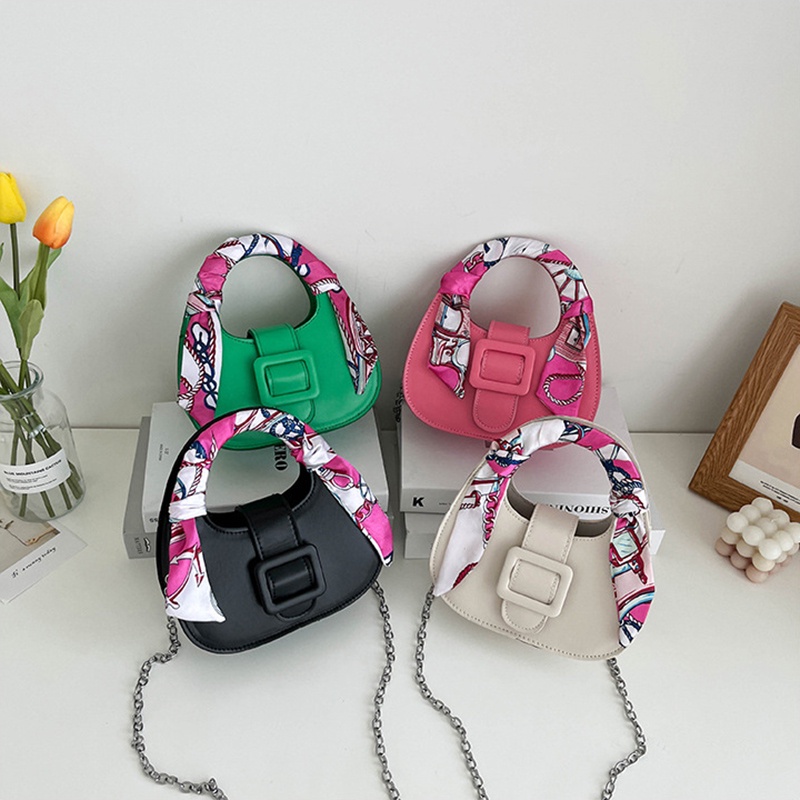 IELGY Túi Đeo Vai Vải Lụa Phối Khăn Choàng Kiểu retro Đường Phố Dễ Thương Cho Nữ