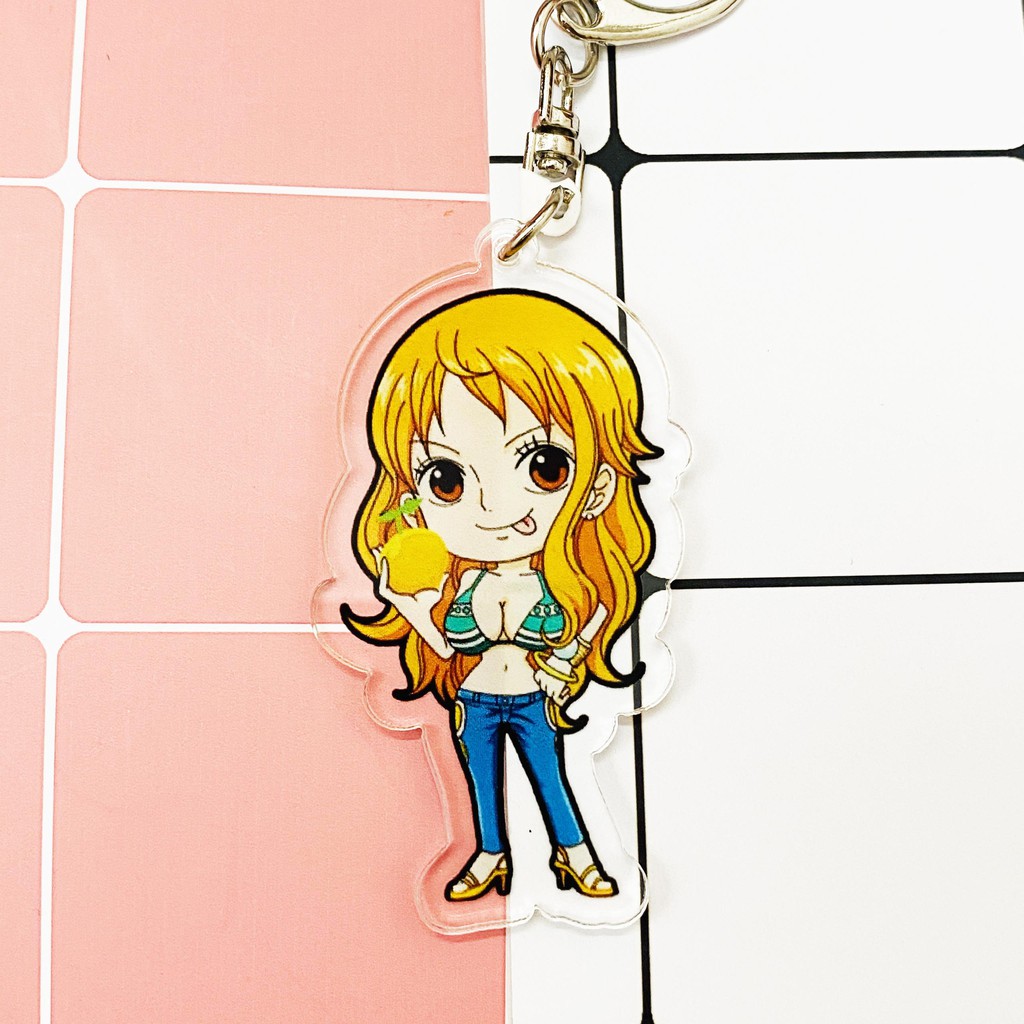 ( Mica trong acrylic ) Móc khóa One Piece Đảo Hải Tặc Miêu tặc Nami quà tặng xinh xắn dễ thương in hình anime chibi