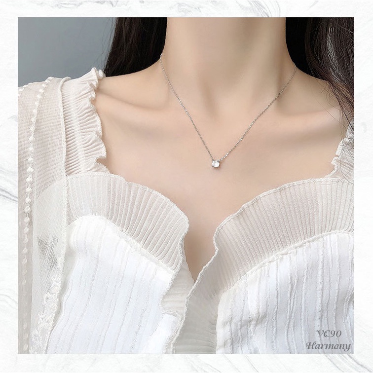 Vòng cổ, dây chuyền nữ bạc cao cấp mặt đá basic, đơn giản, xinh xắn, nữ tính, sang chảnh VC90| TRANG SỨC BẠC HARMONY