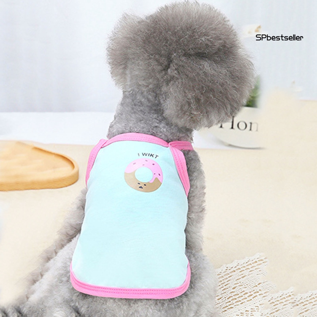 Áo sát nách thoáng khí in hình bánh donut dễ thương thời trang mùa hè cho cún cưng