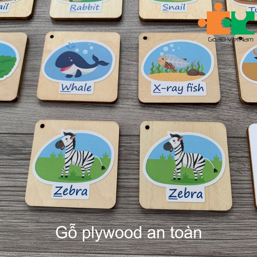 Tìm hình giống nhau, memory game Bảng chữ cái Tiếng Anh tên con vật