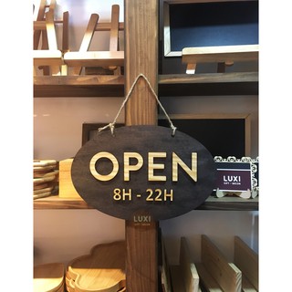 Bảng gỗ 2 mặt Open-Thank you (8h-22h) - LUXI DECOR