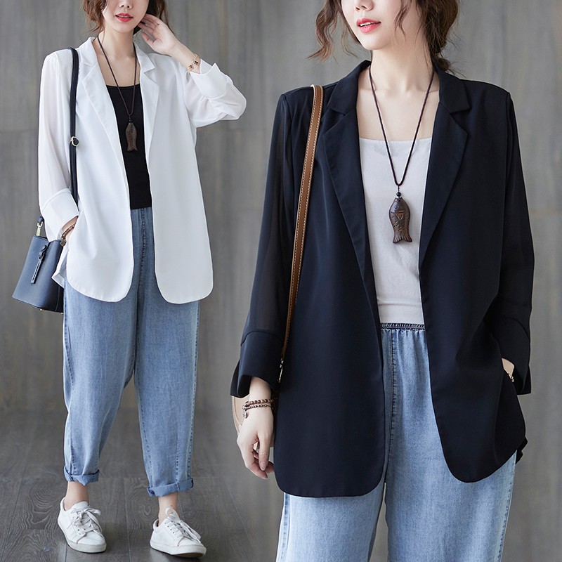 (AK013) Áo blazer nữ bigsize chất lụa mềm mát mẻ (đủ size từ 40-70kg)