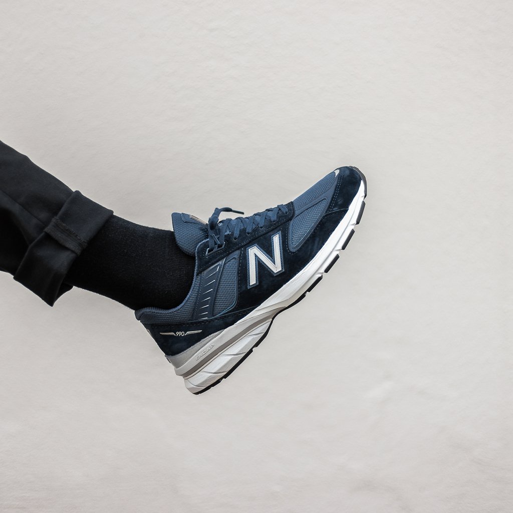 (AUTHENTIC 100%) Giày Sneaker Thể Thao Auth New Balance 990v5 Made In USA 'Navy' M990NV5 Chính Hãng 100%