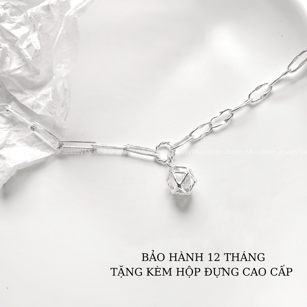 Vòng tay bạc nữ Miuu Silver, lắc tay hình đa giác Hexagon