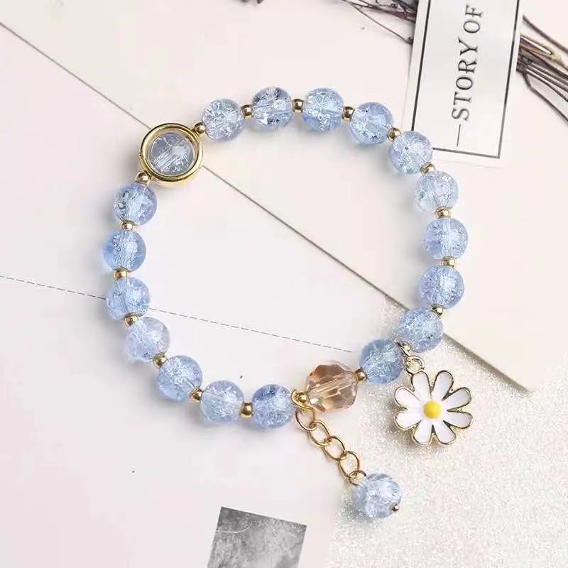  Korean small chrysanthemum pendant glass bead women's bracelet