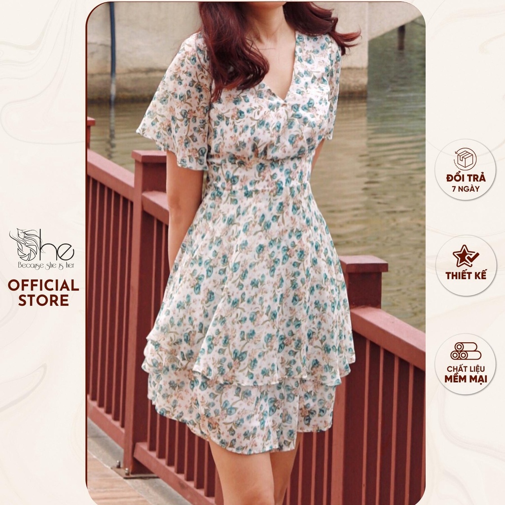 Jumpsuit nữ thiết kế dáng xoè She, jump hoa nhí đi biển thời trang SJX02