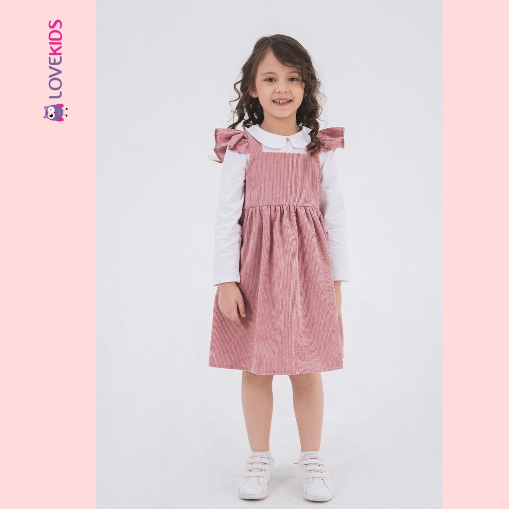 Váy yếm nhung vai bèo bé gái - Lovekids