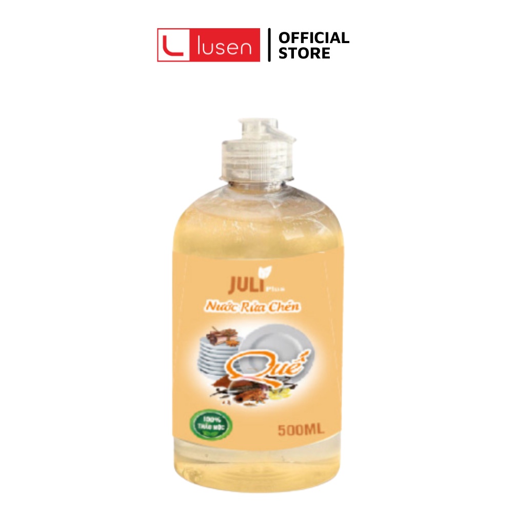 Nước rửa bát thảo mộc JuliPlus hương xả chanh, chai rửa chén đĩa hữu cơ hương quế từ thiên nhiên, Chai 500ml