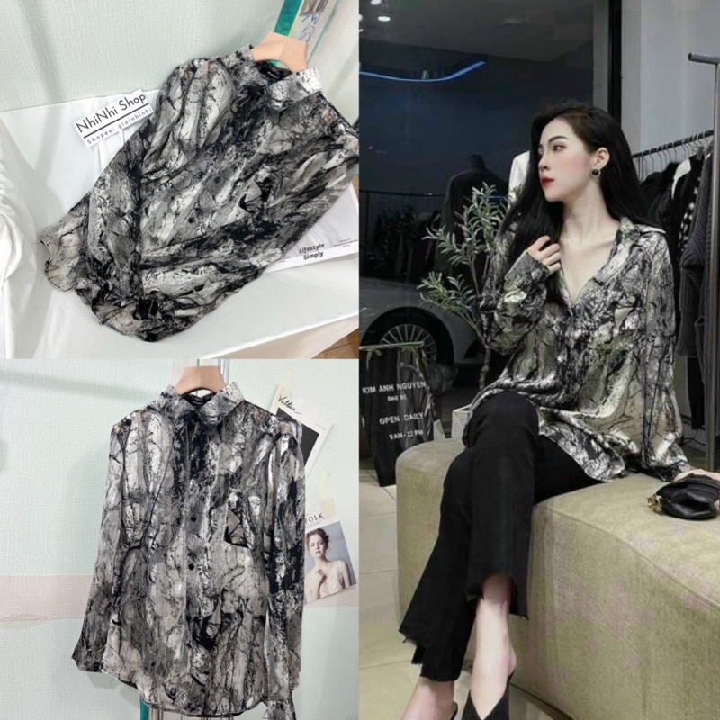 Sơ mi kẻ BB tơ lụa mềm mát, Áo kiểu sơ mi dài tay dáng ôm SM1512 - NhiNhi Shop