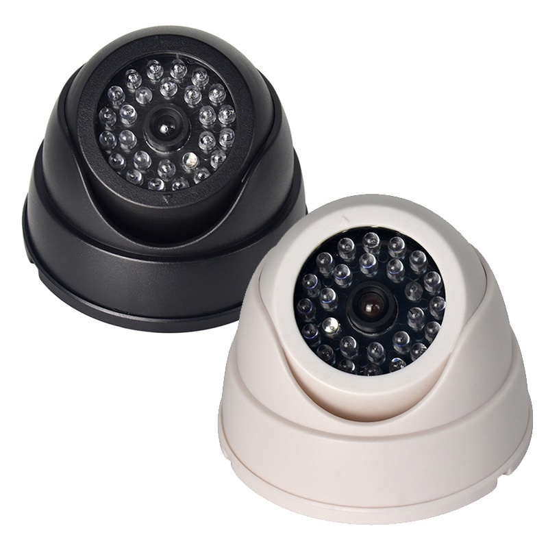 Camera an ninh CCTV giả lập có mái vòm với đèn LED hồng ngoại 30pc nhấp nháy màu đỏ kèm dây cáp