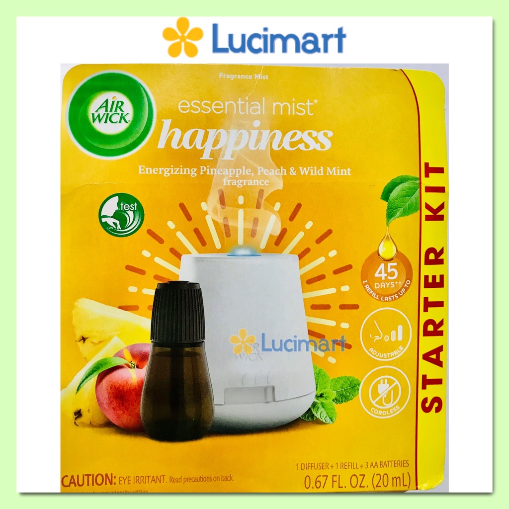Máy xông tinh dầu dùng Pin Air Wick Essential Mist nhiều hương tinh dầu [Hàng Mỹ]
