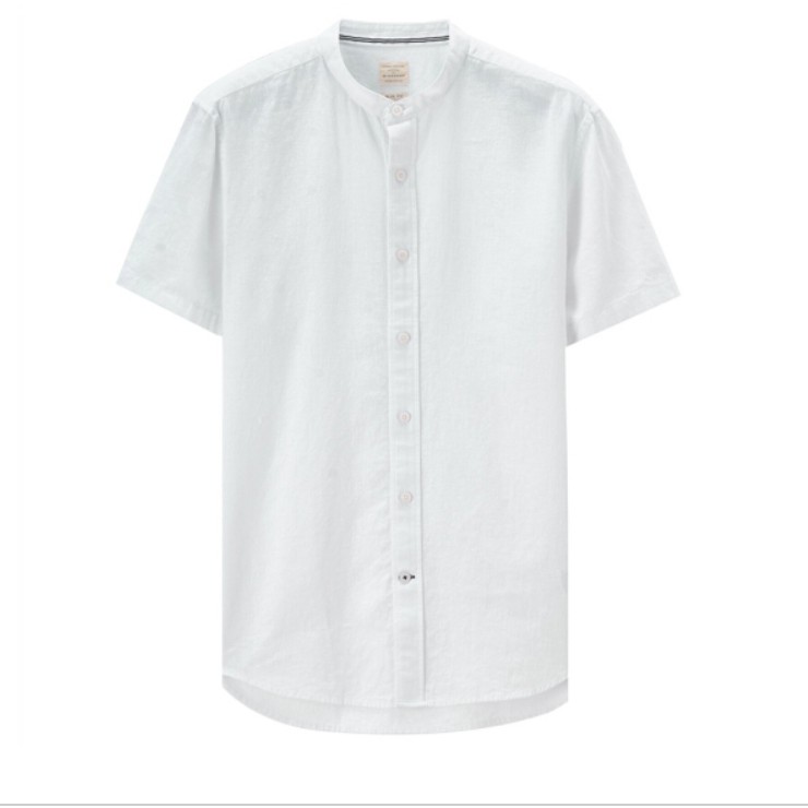 Áo Sơ Mi Nam Ngắn Tay Giordano Linen Shirts Màu Trắng 0104820401