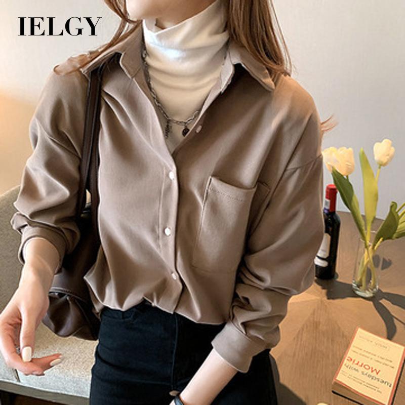 IELGY  Ielgy Áo Sơ Mi Dáng Rộng Phong Cách Phương Tây Với Thiết Kế Cảm Giác Cho Nữ