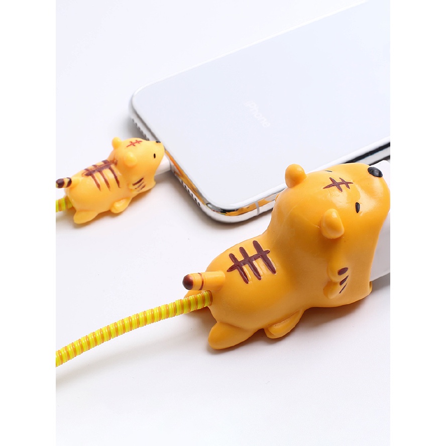 Vỏ Bọc Bảo Vệ Dây Cáp Sạc USB Hình Thú Hoạt Hình Dễ Thương Cho iPhone Samsung Huawei Oppo