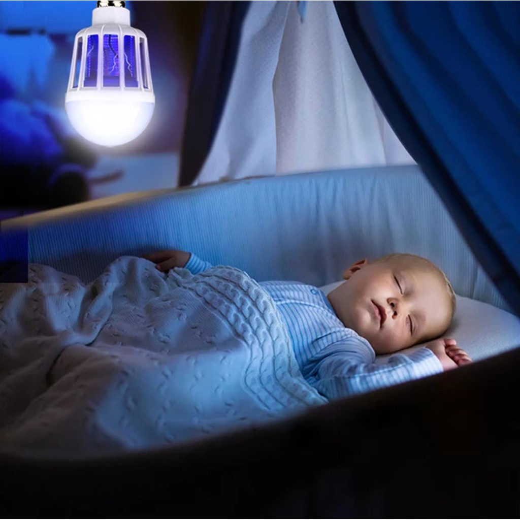 Đèn diệt muỗi bằng điện - có thể sử dụng như đèn tròn 15W ánh sáng trắng (3 chế độ thay đổi bằng cách bật tắt dễ dàng)