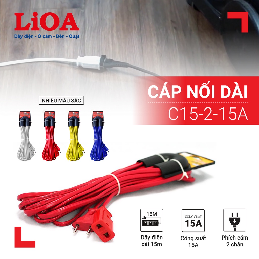 [CHÍNH HÃNG] Cáp nối dài LiOA - Ổ dây điện kéo dài LiOA - Phích LiOA kéo dài 3m, 5m, 10m, 15m tiện lợi