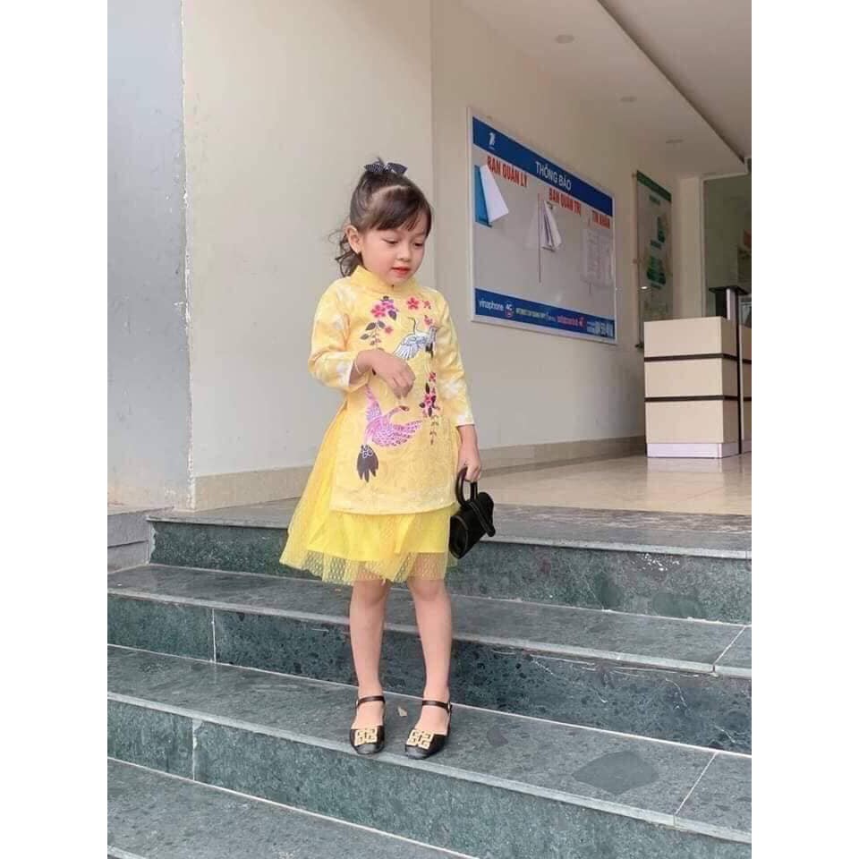 Set Áo Dài Anh Em Cho Bé Trai Bé Gái Mặc Đôi _ Màu Đỏ