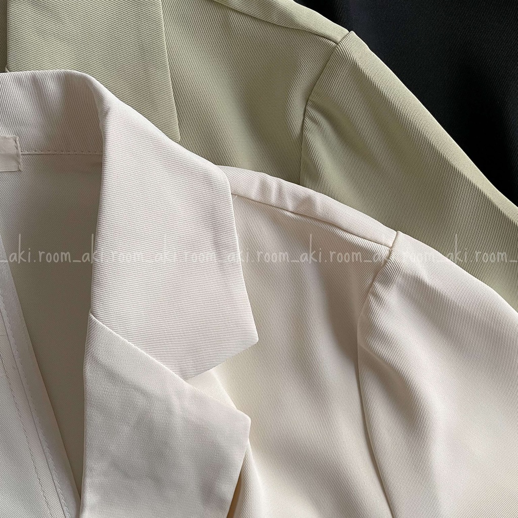 Áo blazer cộc tay một lớp bốn khuy form rộng không túi 2211