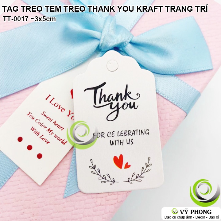 SET 50 NHÃN TEM TREO TAG TREO IN CHỮ THANK YOU GIẤY KRAFT / TRẮNG TRANG TRÍ ĐÓNG GÓI HỘP QUÀ HỘP ĐỰNG BÁNH KẸO TT-0017