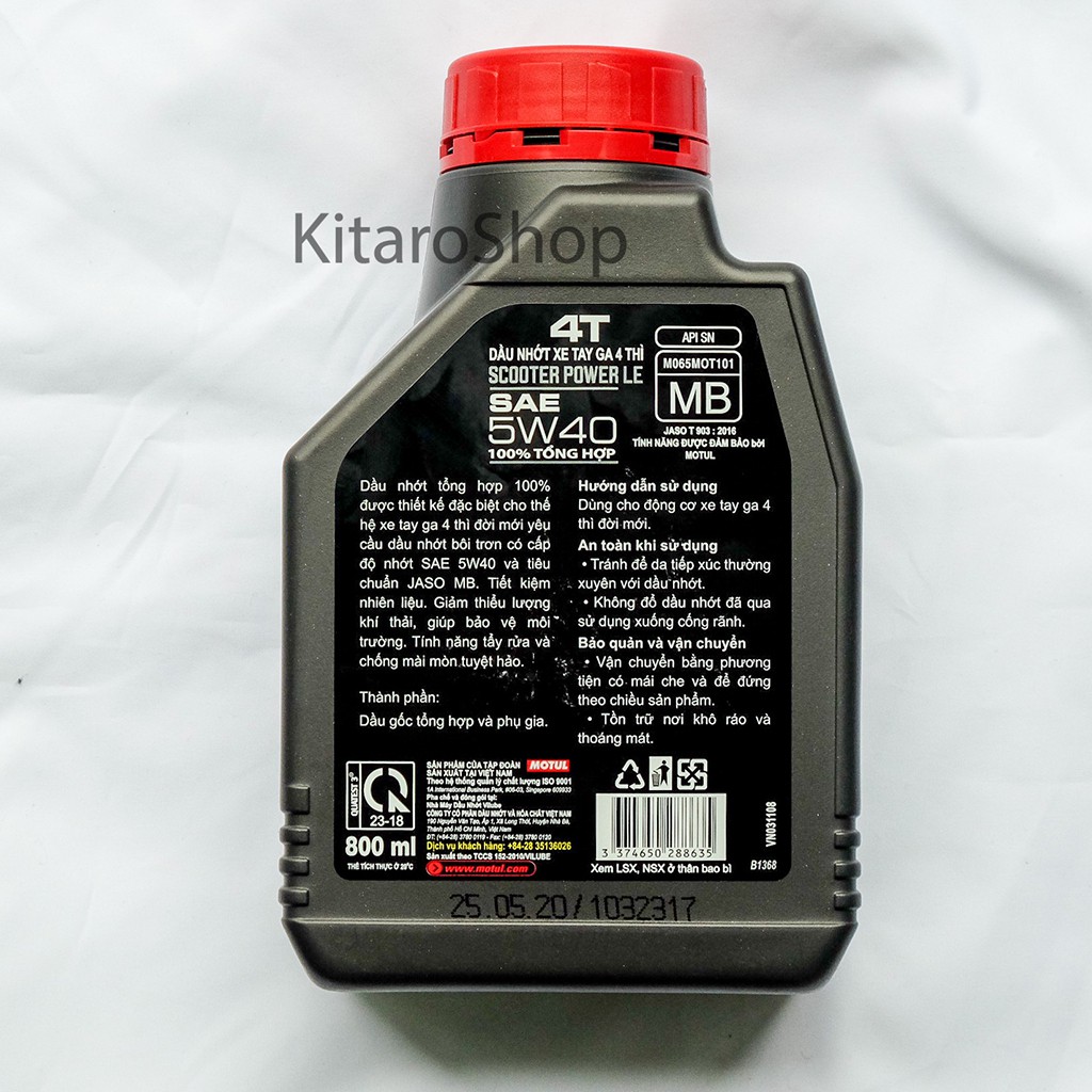 Nhớt tổng hợp 100% xe tay ga MOTUL SCOOTER POWER LE 5W40