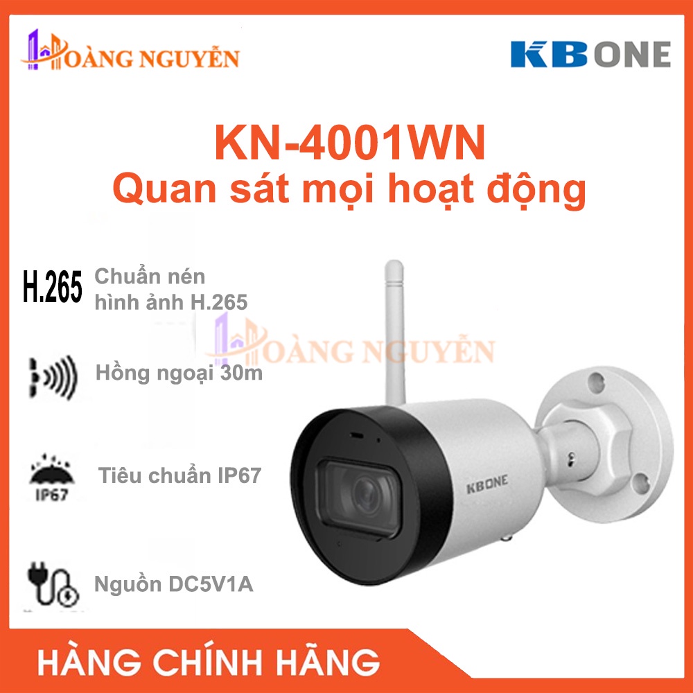 [NHÀ PHÂN PHỐI] Camera IP Wifi 4.0MP KBONE KN-4001WN - Lắp Ngoài Trời Siêu Nét