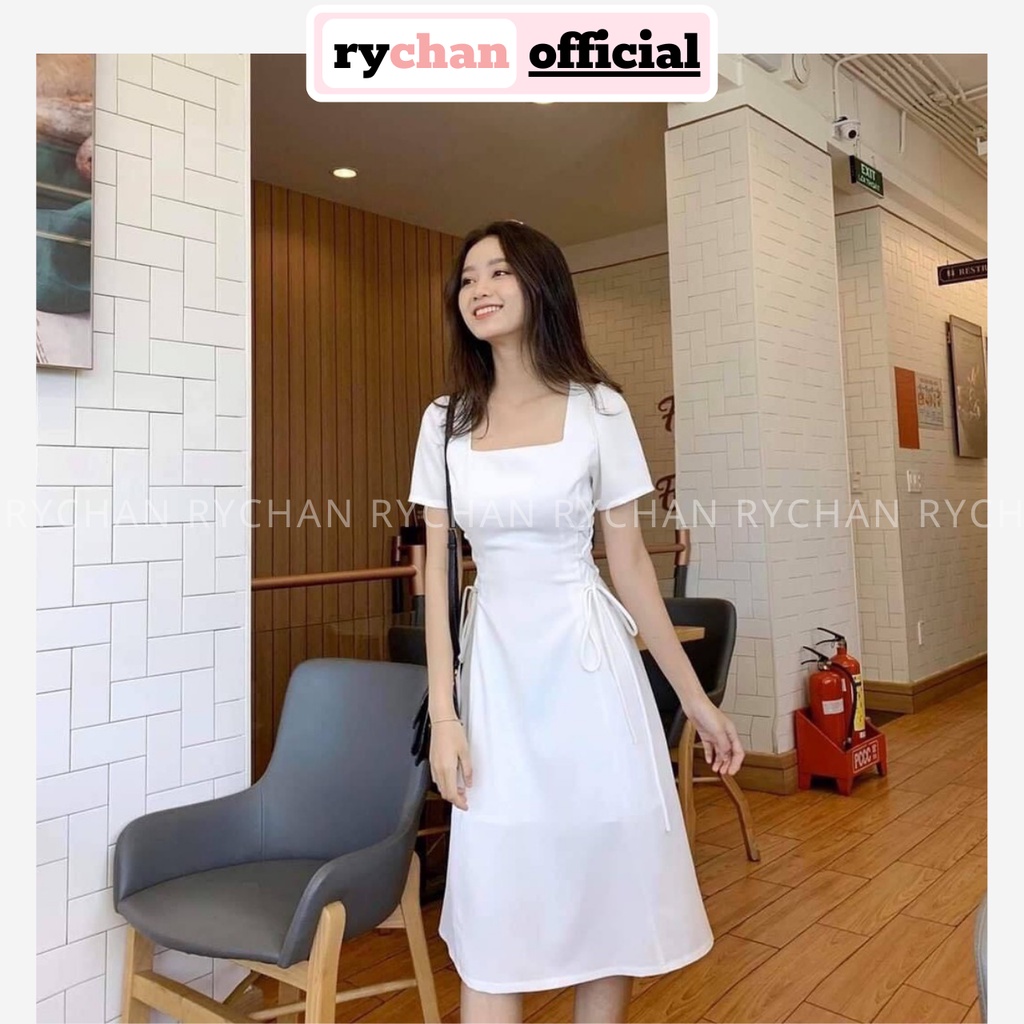 Đầm Xòe Cổ Vuông Tay Ngắn 4 Màu Trắng Đen Nude Đỏ [Ảnh Thật Cuối] - DX820
