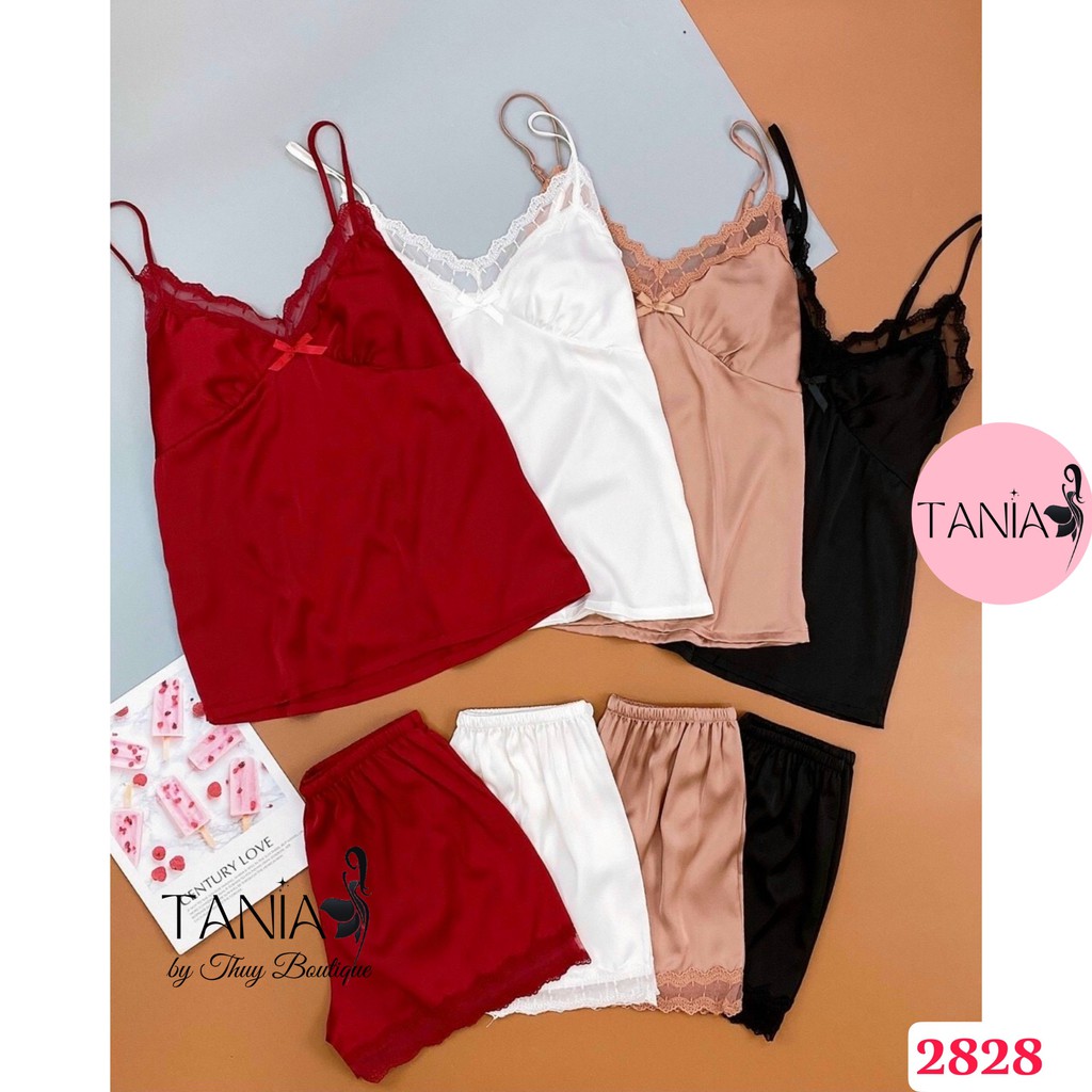 Đồ Bộ 2 Dây TANIA Lụa Cao Cấp Sexy Quyến Rũ Gợi Cảm 2828