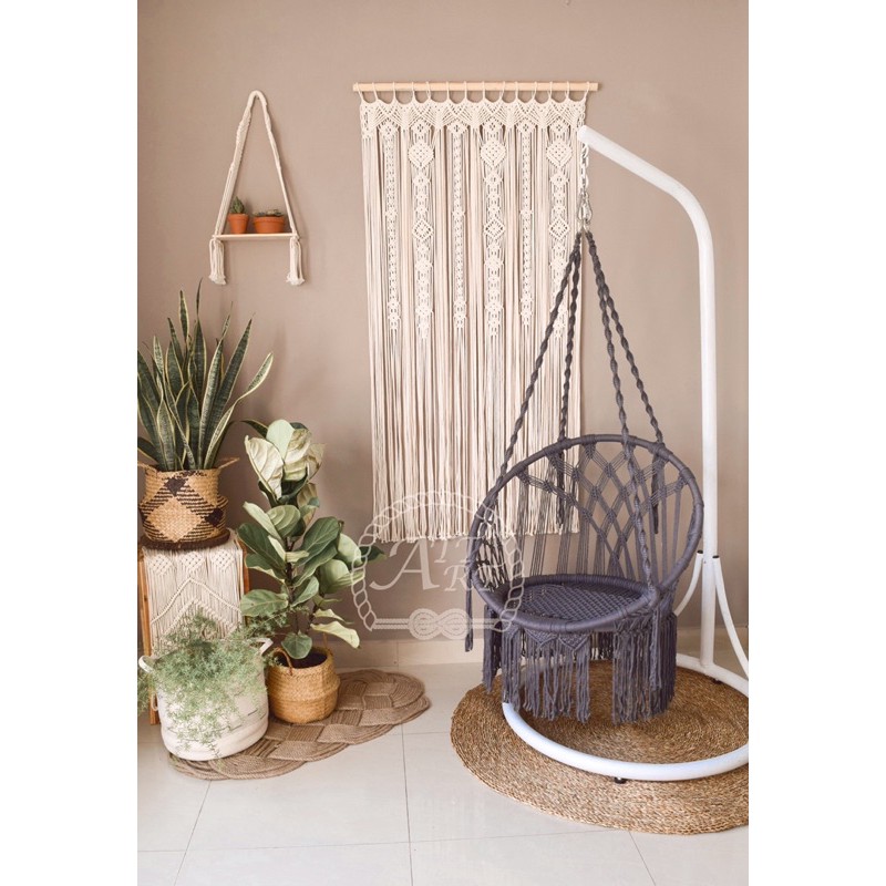 Xích đu Macrame xương cá bao gồm cần treo