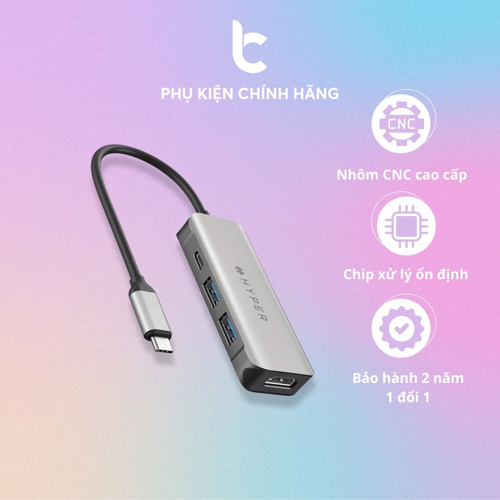 Cổng Chuyển/Hub USB-C 4in1 HDMI 4K/60Hz, USB-C, USB 3.1 HyperDrive