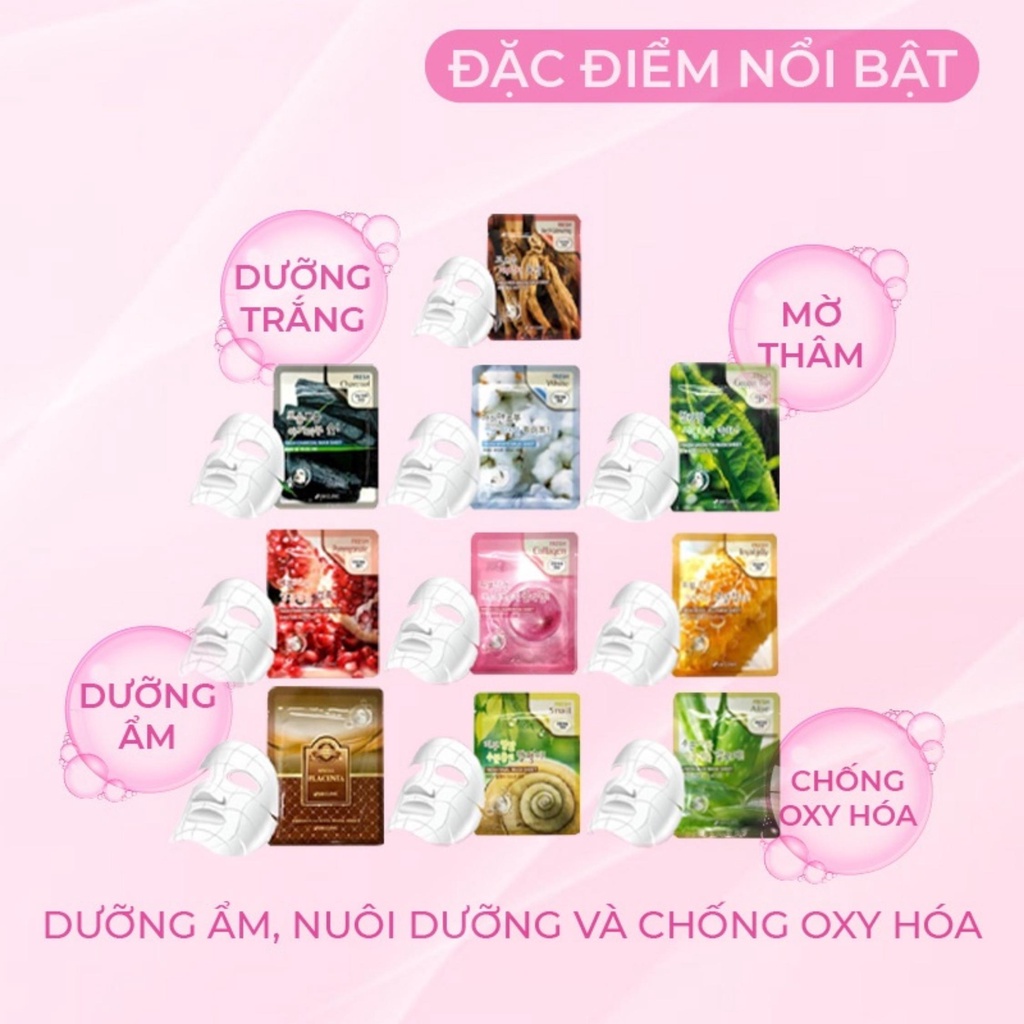 Mặt Nạ Giấy 3W CLINIC Dưỡng Da Trắng Sáng Chiết Xuất Thiên Nhiên 23ml