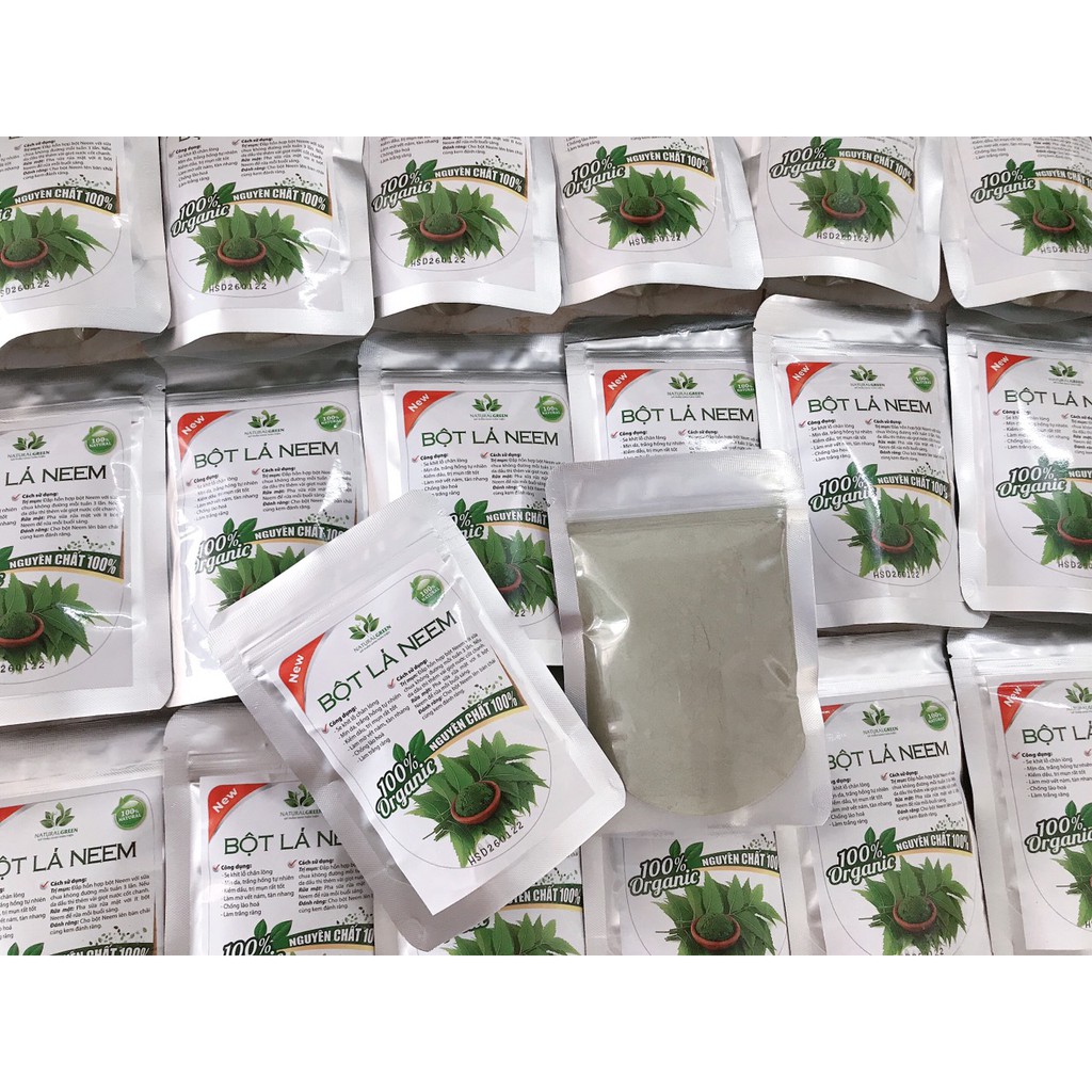 100gr Bột lá neem đắp mặt làm sạch da mụn, giảm gàu, trắng răng