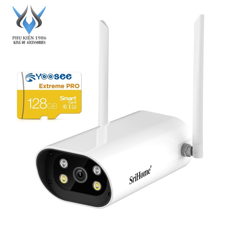 Camera IP Wifi ngoài trời SriHome SH037 4.0MP QHD 2K 2560P, Màu ban đêm, Hỗ trợ Wifi 2.4/5G, xoay 355 độ (Trắng)-pk1986