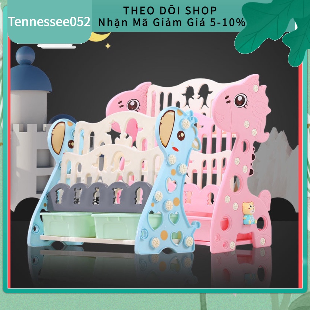 [Hàng Sẵn] Kệ sách trẻ em bằng nhựa Hoạt hình dễ thương kèm khay đựng đồ chơi đa năng【Tennessee052】