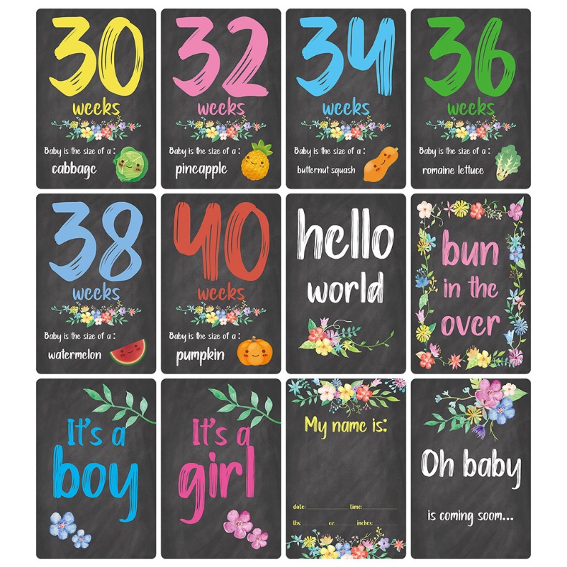 Set 24 Tấm Thẻ Cổ Điển Dùng Làm Đạo Cụ Chụp Ảnh Kỷ Niệm Dành Cho Em Bé