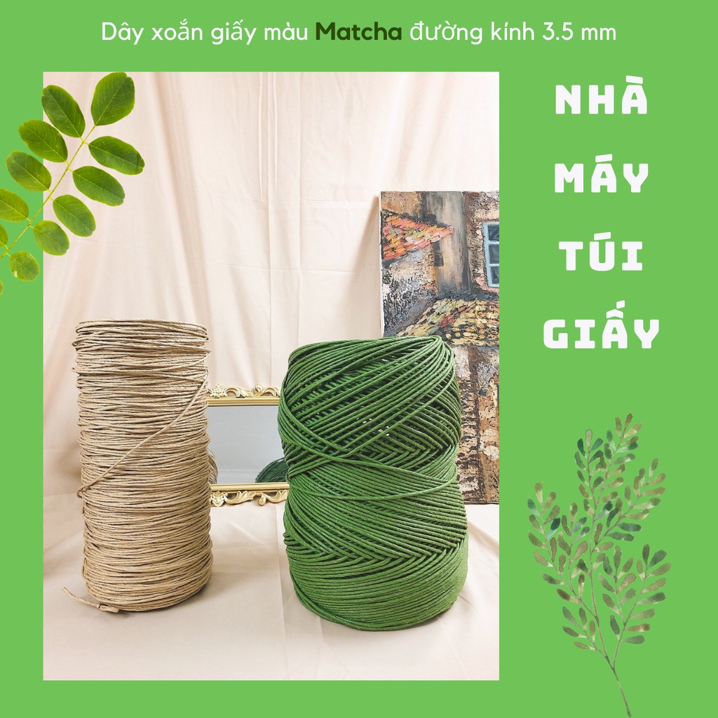 [RẺ NHẤT]  SET 2KG DÂY THỪNG GIẤY KRAFT MÀU MATCHA