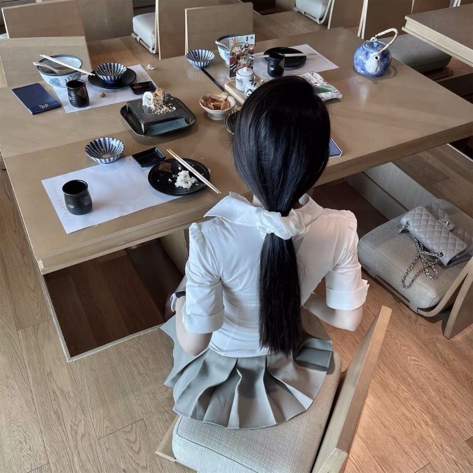 COZOK Set Áo Sơ Mi Tay Lỡ Và Chân Váy Lưng Cao Thời Trang Cá Tính Cho Nữ