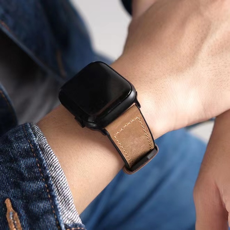 Dây Đeo Bằng Da Phong Cách Doanh Nhân Cho Đồng Hồ Apple Watch SE 7654 44MM 40MM 42MM 38MM iWatch 3 45mm