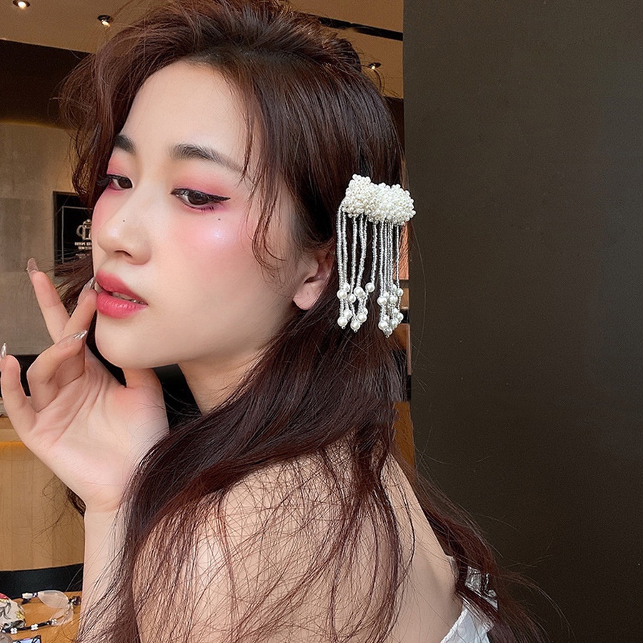 Kẹp Tóc Đính Ngọc Trai Giả Toàn Diện Phong Cách Hàn Quốc