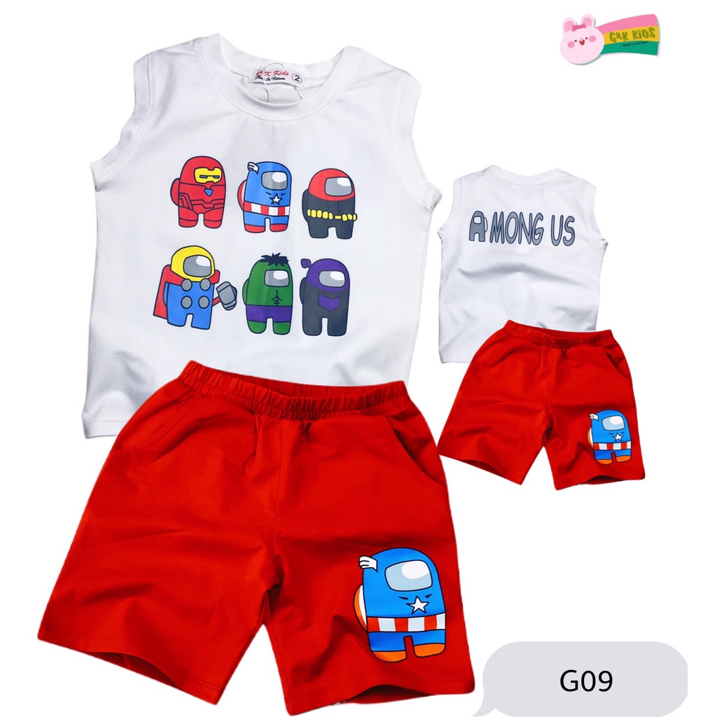 Bộ bé trai in hình AMONGUS