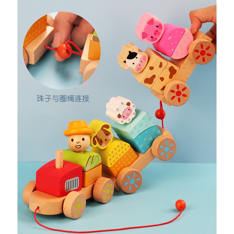 Đồ chơi gỗ cho bé, xe thả khối giúp bé làm quen với hình khối, màu sắc phù hợp cho bé từ 1 2 3 4 tuổi