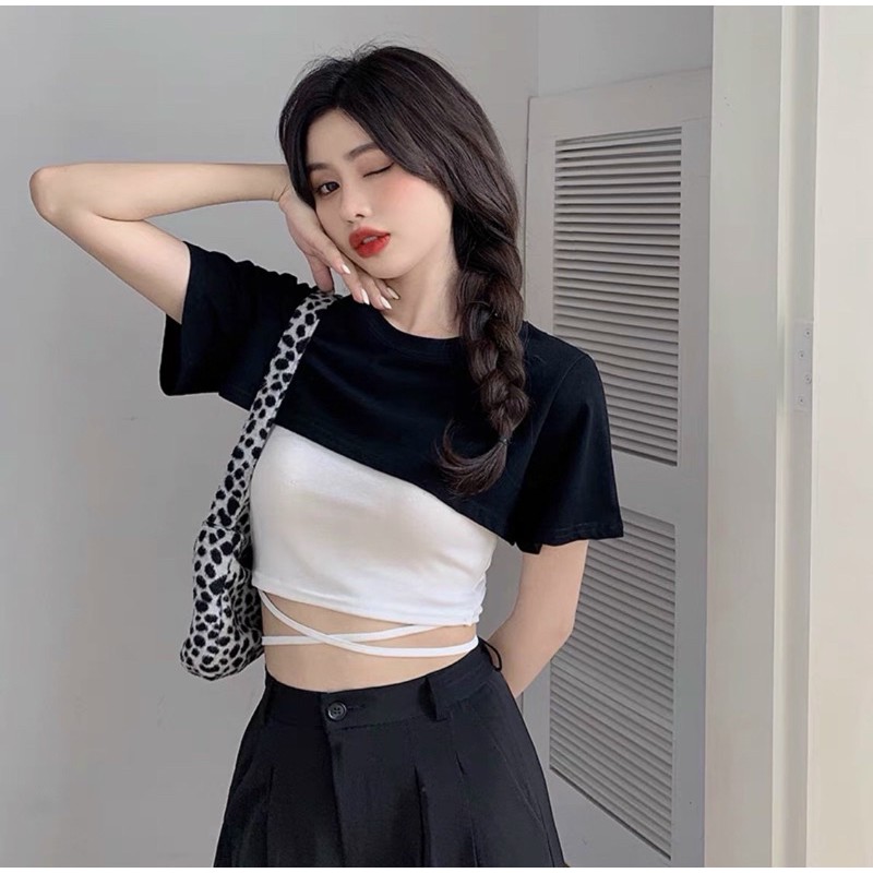 ÁO HAI MÓN RỜI CROPTOP CỘT DÂY