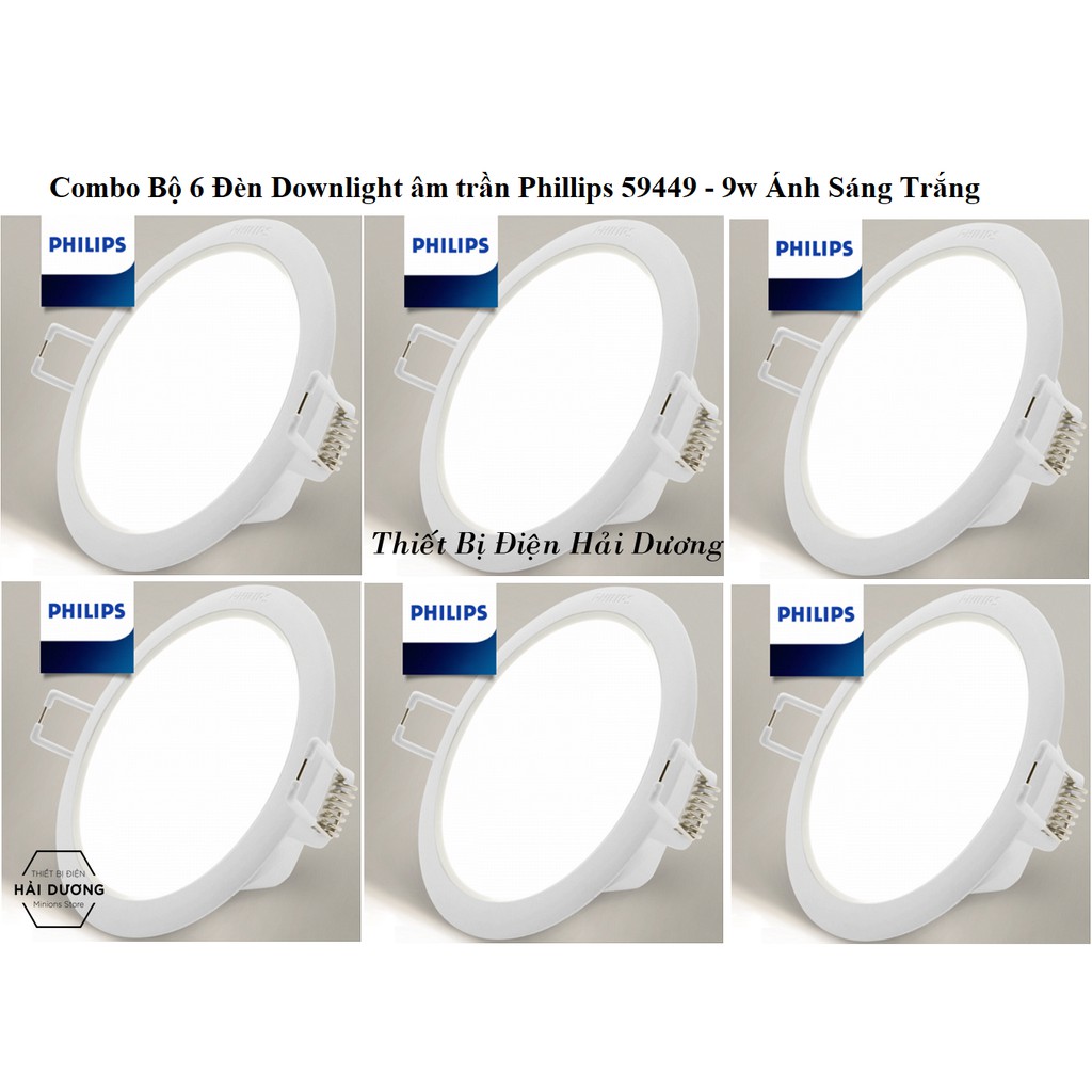 Combo Bộ 6 Đèn Led Downlight Âm Trần Philips 59448 MESON 105 7W - 59449 MESON 105 9W - 59464 MESON 125 13W Công Nghệ Eye