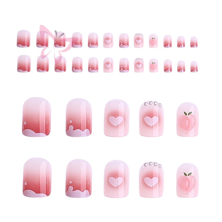 Móng Tay Giả Ngắn Mềm Hình Quả Đào Ngọt Ngào Cho Nữ