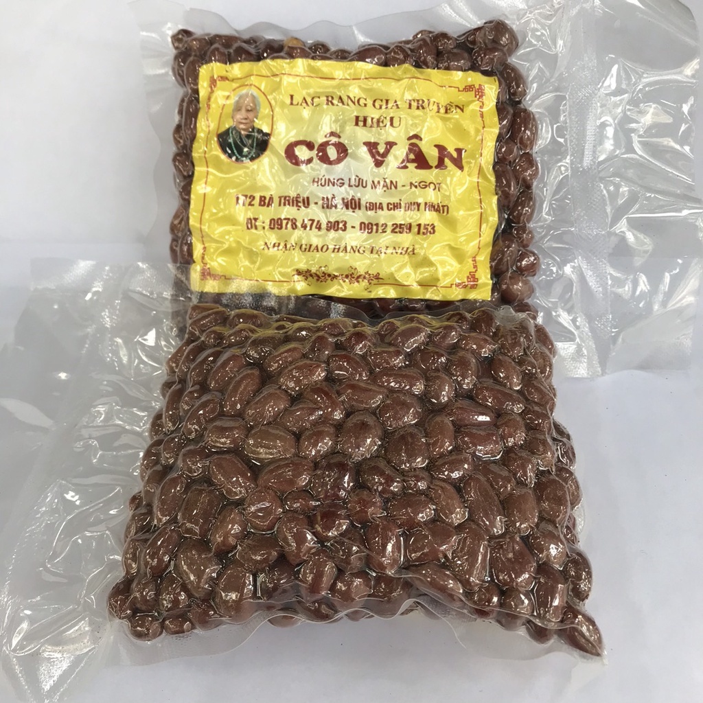 COMBO MÃ 886, Lạc rang húng lìu chính hiệu Cô Vân (10 gói lạc đỏ 200 gam + 5 gói lạc đỏ tách vỏ 200 gam), đặc sản Hà Nội