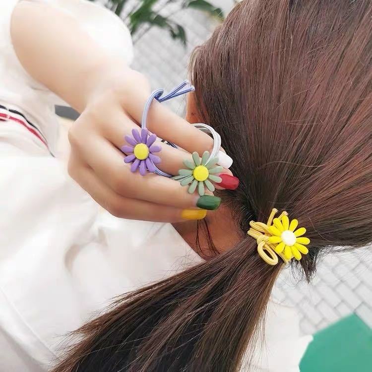 Dây buộc tóc Hàn Quốc hoa cúc nhí HOT TREND Chun đôi cực bền co giãn thoải mái có 5 màu tùy chọn