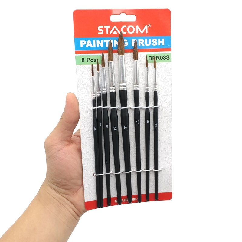 Bộ 8 Cọ Vẽ Stacom Đầu Tròn BPF08S