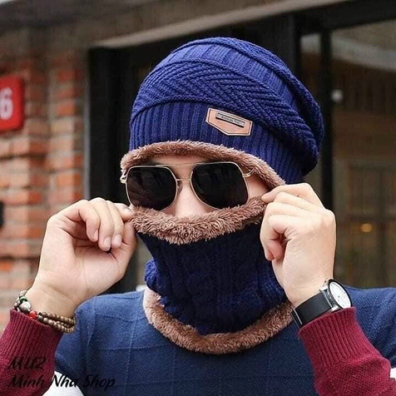 Mũ Len Nam Nữ Kèm Khăn Cổ Nón Len Kèm Khăn Quàng Cổ Người Lớn Và Trẻ Em Chống Cái Lạnh Mùa Đông